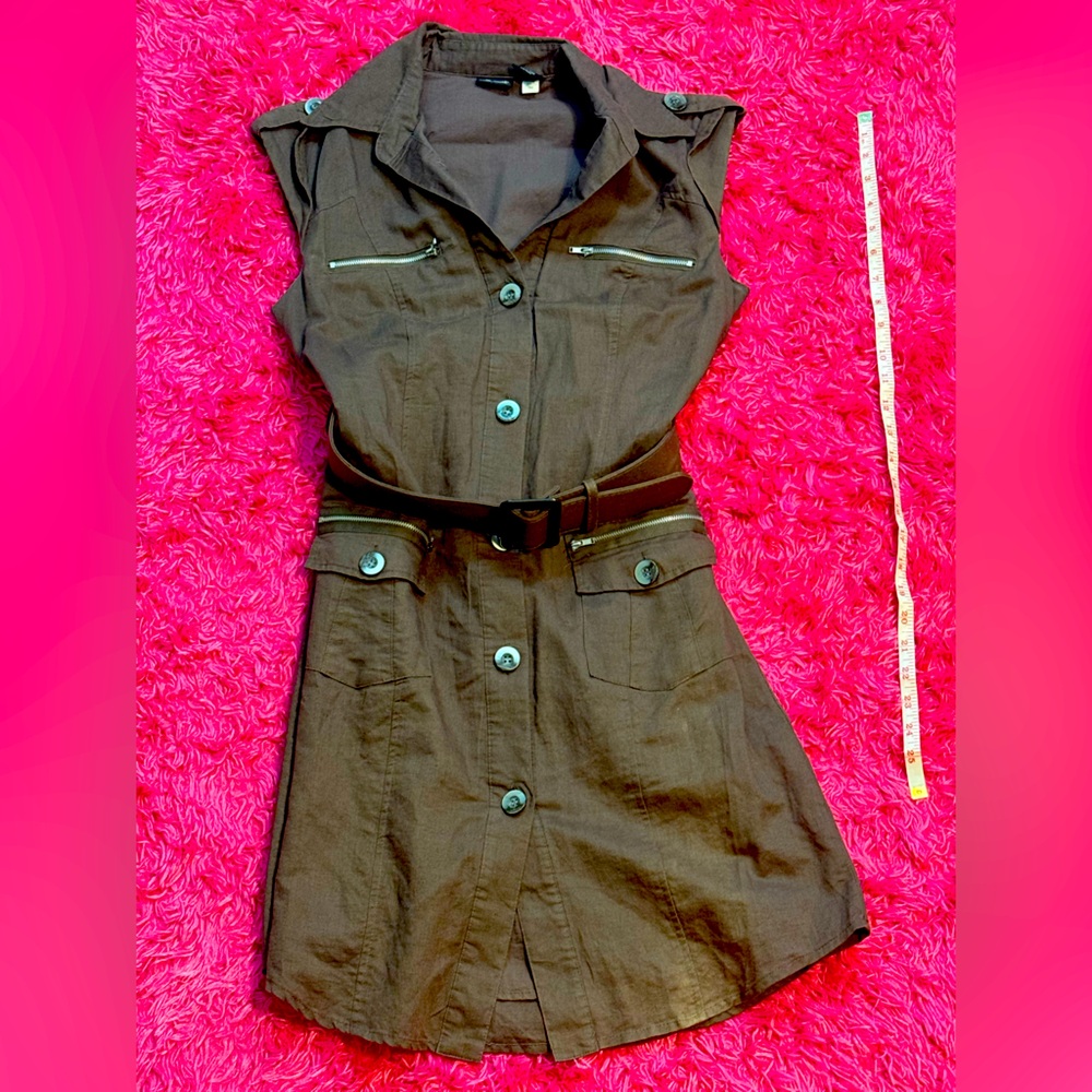 Willi Smith Chocolate Brown Linen Dress B009